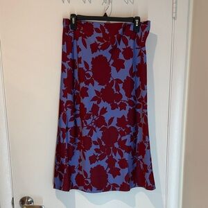 J crew Floral A-Line Skirt - Red and Blue